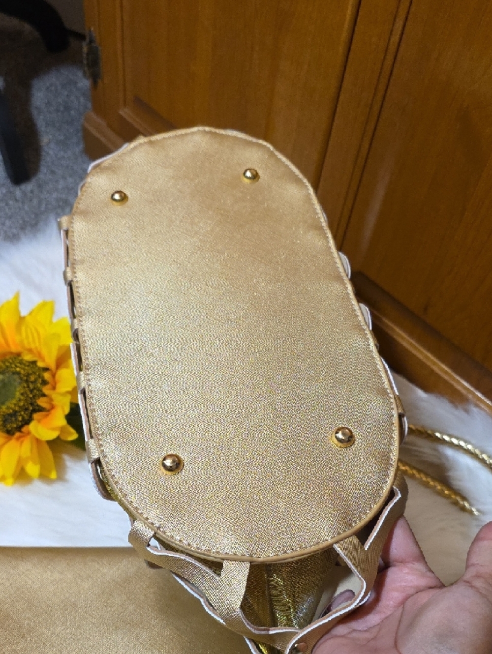 Mellow World Gold Laser-Cut Tote with Braided Handles - Picture 16 of 16